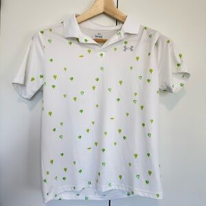 Under Armour White Polo Shirt with Green and Gray Details